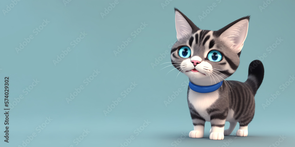 American Shorthair cat portrait, Generative AI illustration