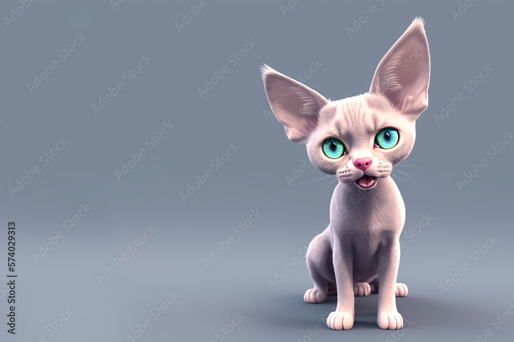 Devon Rex cat portrait, Generative AI illustration