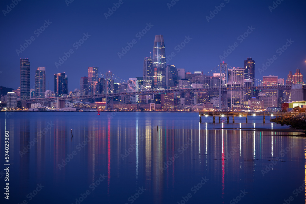 view of city of San Francisco at dusk