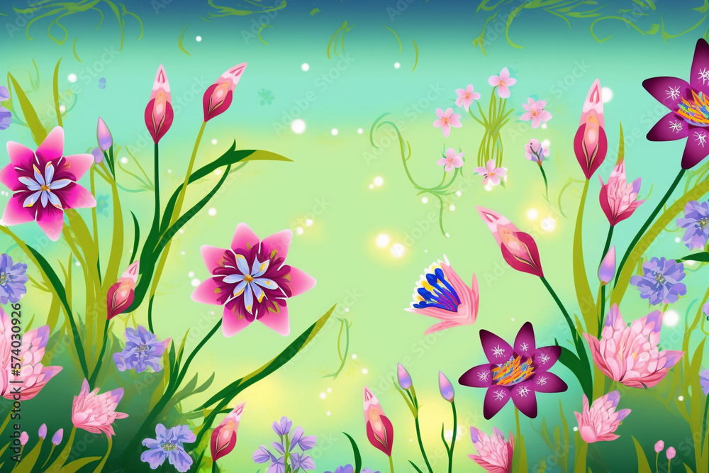 Abstract floral flower background wallpaper design. Nature decoration vector illustration. Ai generated