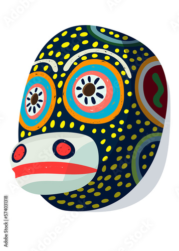 Ilustraci√≥n con fondo transparente PNG de m√°scara artesanal de la cultura Maya de Chichicastenango Guatemala, Centroam√©rica, mascaras ceremoniales tradicionales.  Mico, mono colorido. photo