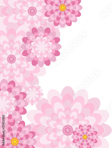 Spring congratulatory floral background. Festive paper flowers on a square light frame. Grunge bright pink background.  © Itana