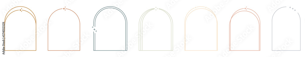 Set of aesthetic frames in color of boho style. Vector illustration Set of aesthetic frames in color of boho style. Vector illustration
