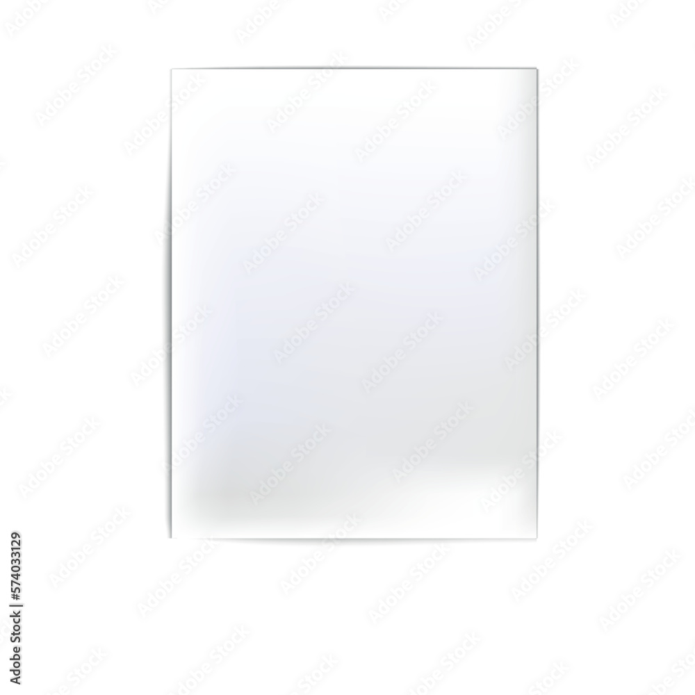 White paper sheet on white background. Rectangle shape.Template of page with shadow White paper sheet on white background. Rectangle shape.Template of page with shadow