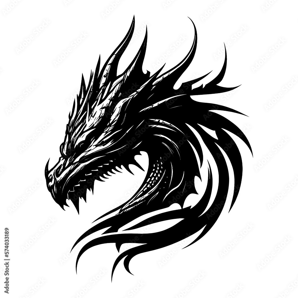 Dragon vector icon illustration design logo template, isolated is White background.