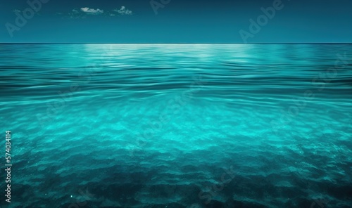  the water is very clear and blue with some clouds in the sky above it and the ocean floor below it is very clear and blue. generative ai