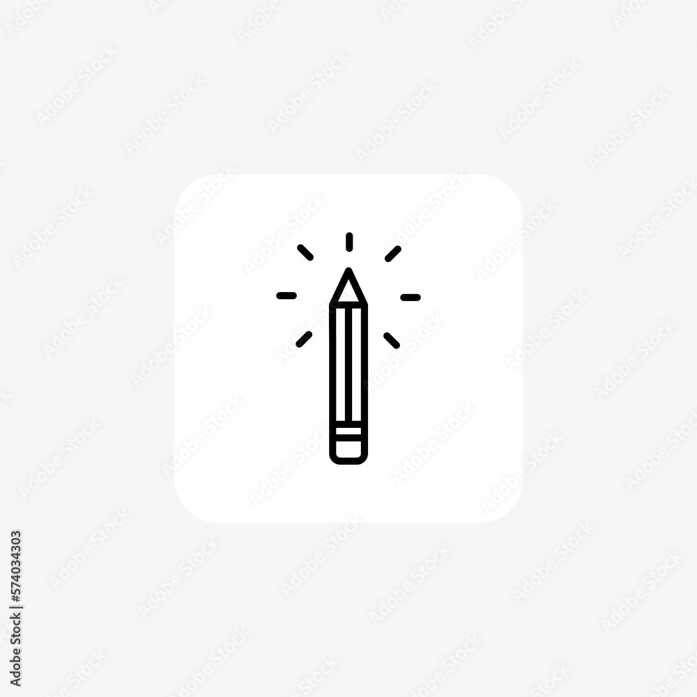 Pencil, draft�fully editable vector Line icon Pencil, draft�fully editable vector Line icon