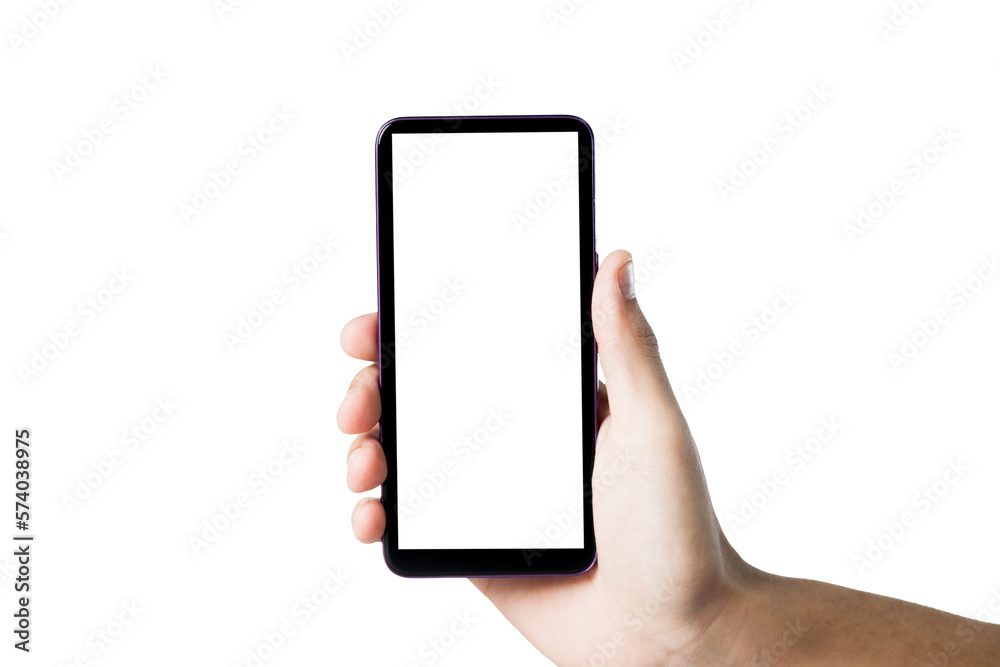 Hand holding smartphone on white background. Mobile phone with transparency screen. smartphone concept. app concept. Hand holding smartphone on white background. Mobile phone with transparency screen. smartphone concept. app concept.
