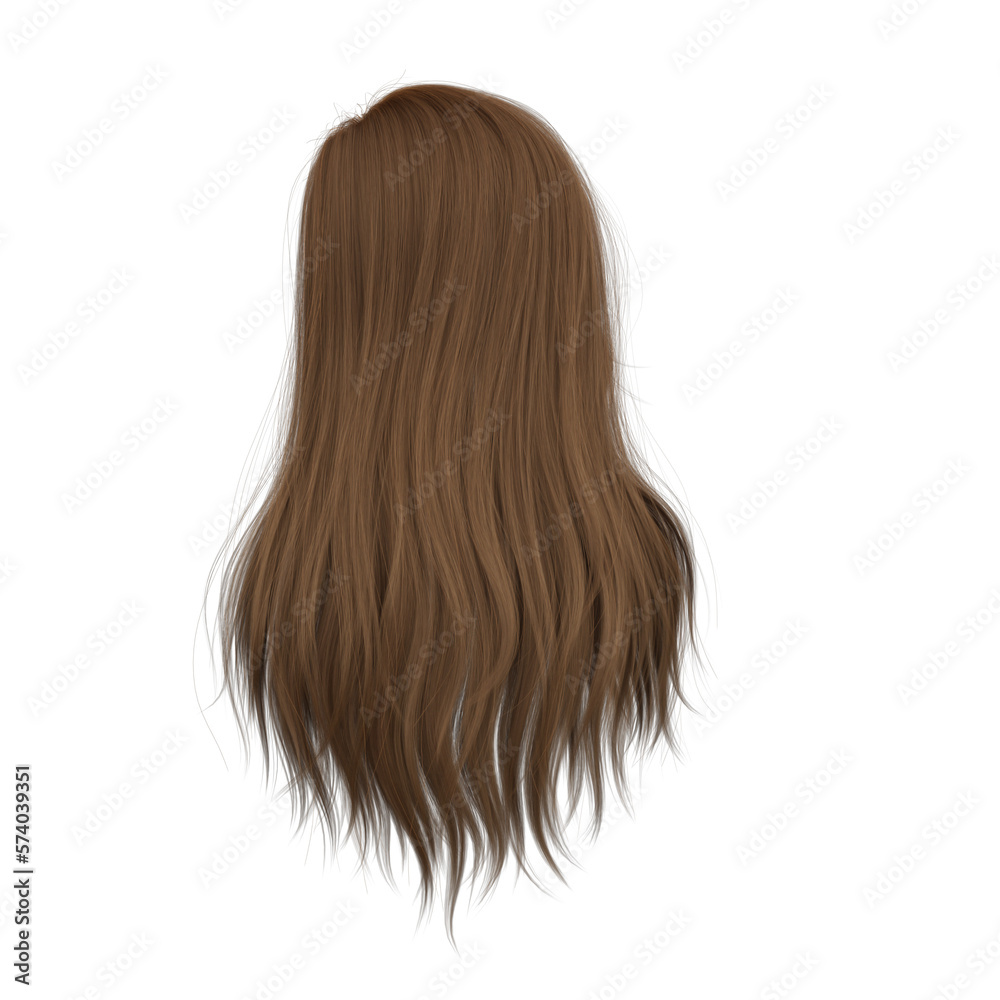 3d rendering straight hair isolated brown brunette 3d rendering straight hair isolated brown brunette