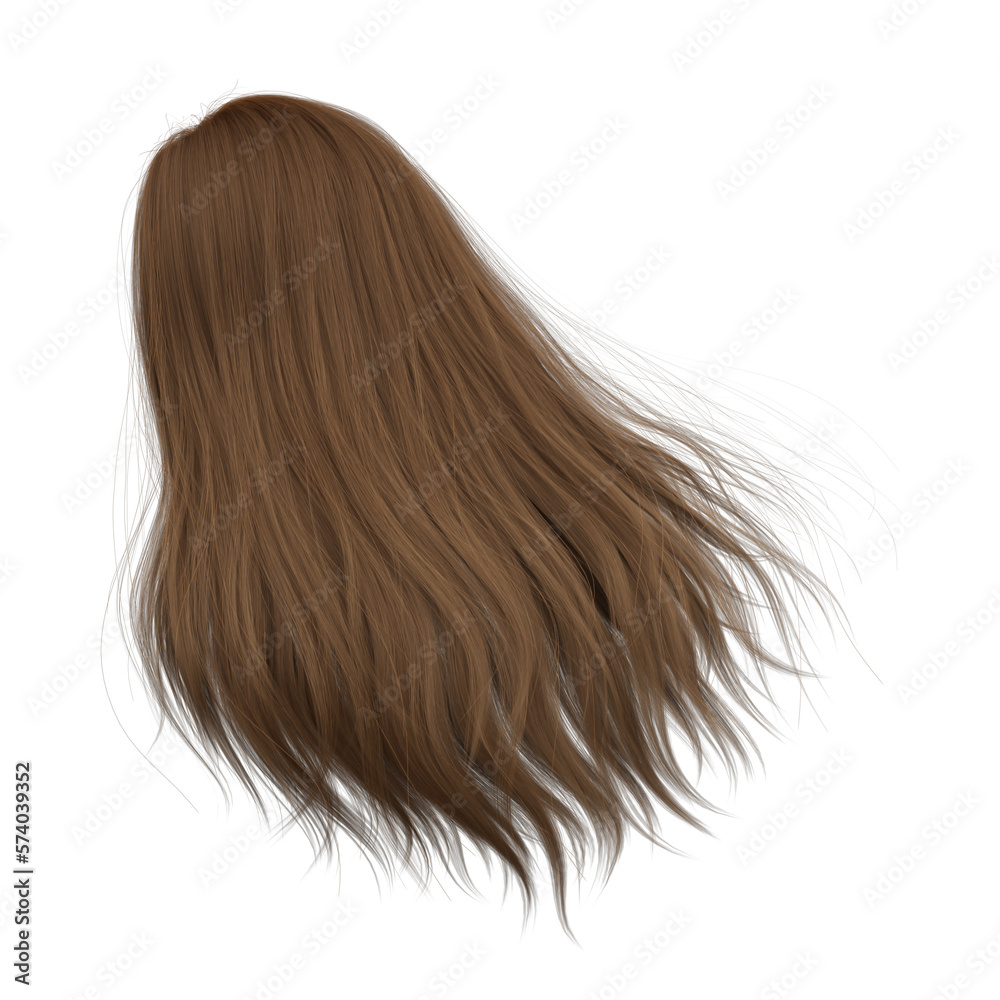 3d rendering straight hair isolated brown brunette 3d rendering straight hair isolated brown brunette