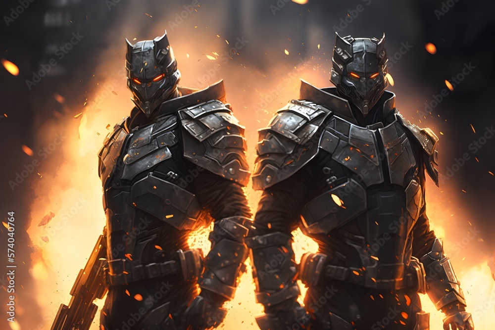 Fototapeta premium sci-fi futuristic soldiers - AI Generated