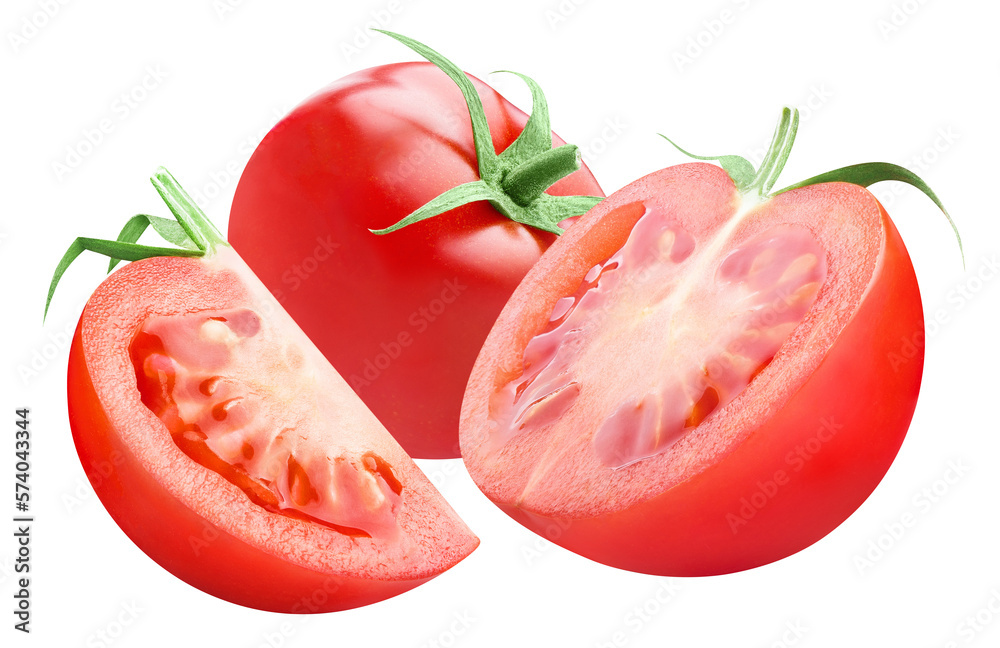 Delicious red tomatoes cut out