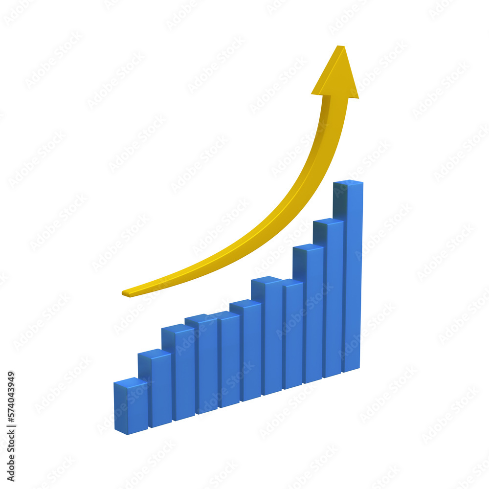 Business graph of growth of statistical indicators on a transparent background. 3d render Business graph of growth of statistical indicators on a transparent background. 3d render