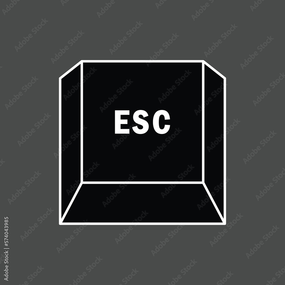 Esc (Escape) key icon. Keyboard button symbol, white outline drawing