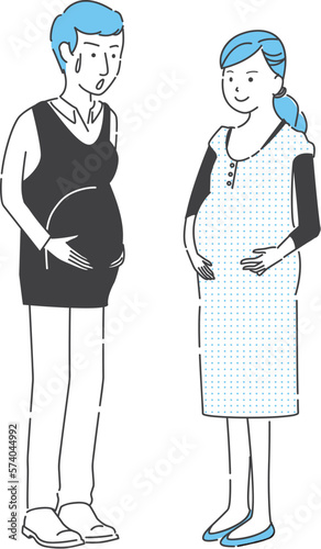 線画人物アイコン　父親教室　全身　妊婦体験