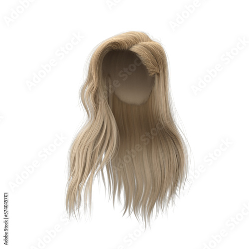 3d rendering straight hair isolated blonde