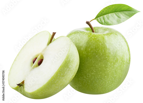 Delicious green apples cut out