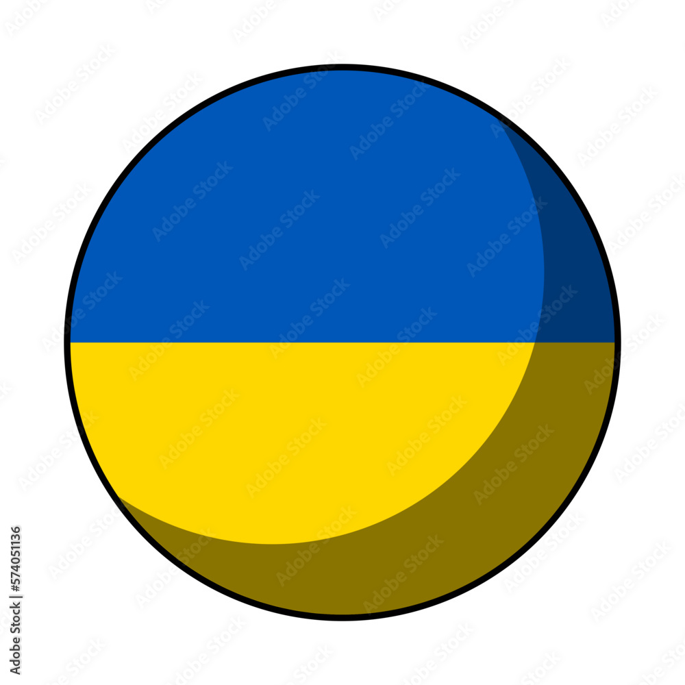 Ukraine Flag Round Circle Badge Button or Sticker Icon with Contour Outline and 3D Shadow Effect. Vector Image. Ukraine Flag Round Circle Badge Button or Sticker Icon with Contour Outline and 3D Shadow Effect. Vector Image.