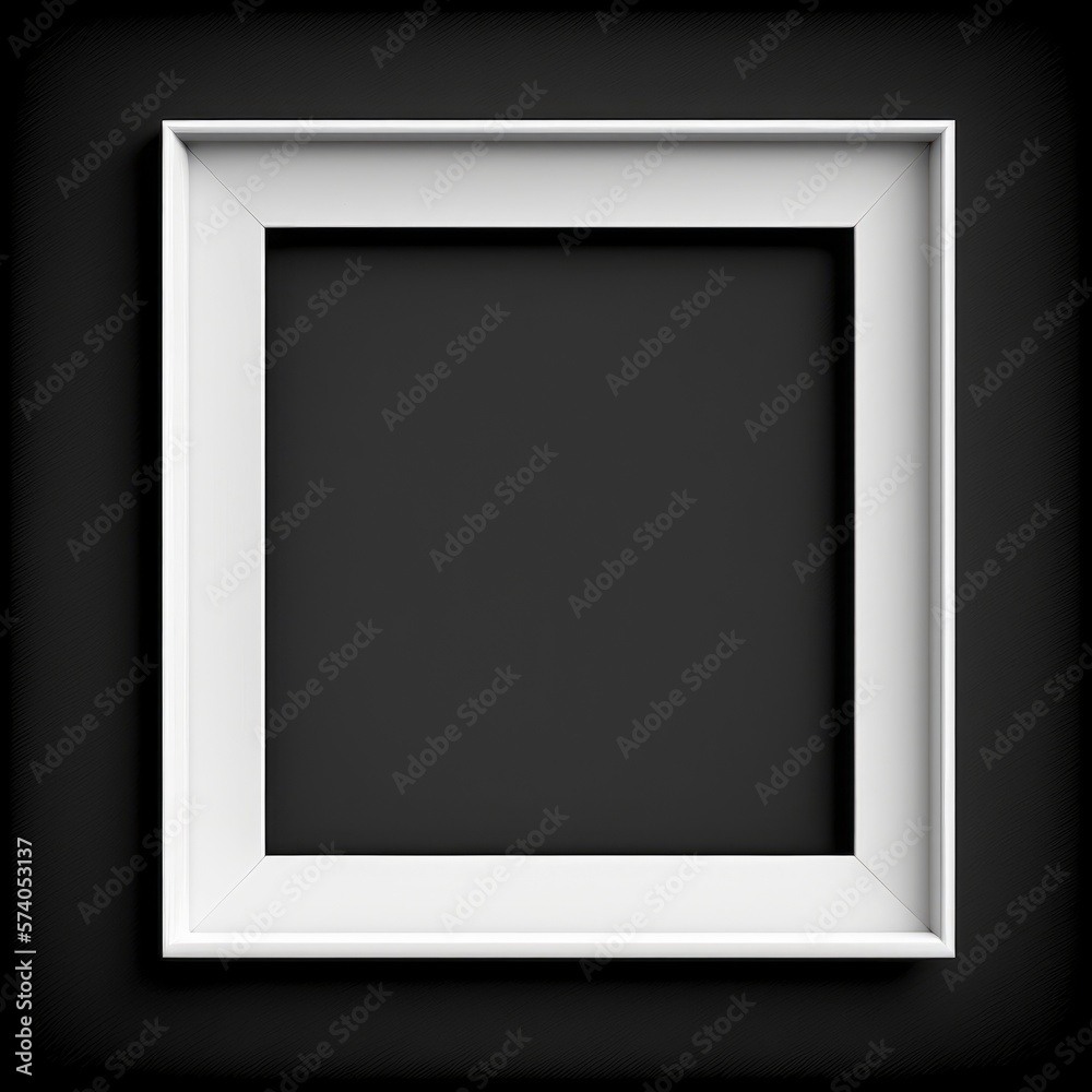 simple minimal white frame on black background wall, empty picture frame for mockup, generative ai, blank poster on wall simple minimal white frame on black background wall, empty picture frame for mockup, generative ai, blank poster on wall