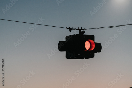 Evening Red Traffic Light