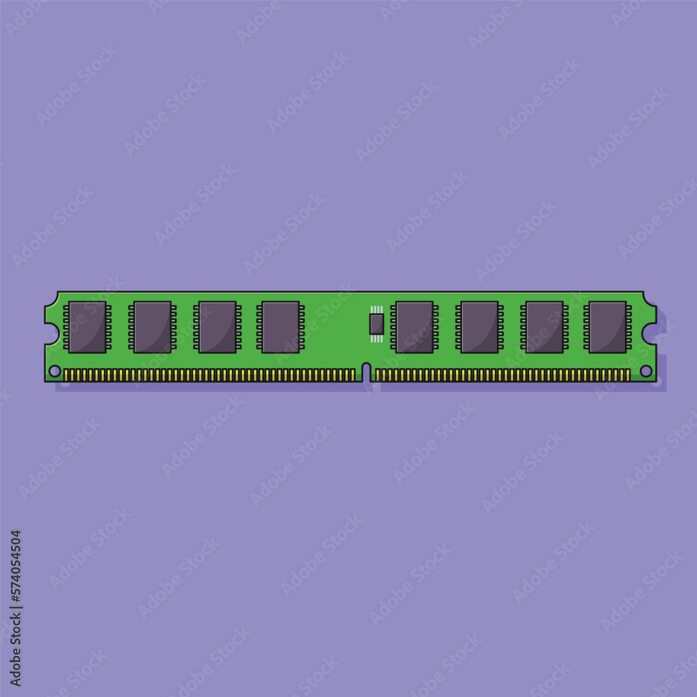 RAM Memory Vector Icon Illustration with Outline for Design Element, Clip Art, Web, Landing page, Sticker, Banner. Flat Cartoon Style RAM Memory Vector Icon Illustration with Outline for Design Element, Clip Art, Web, Landing page, Sticker, Banner. Flat Cartoon Style