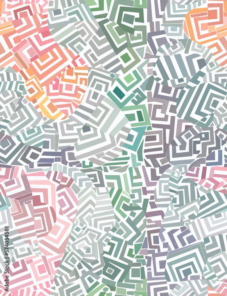 Abstract mosaic pattern painted in different colors, seamless pattern.