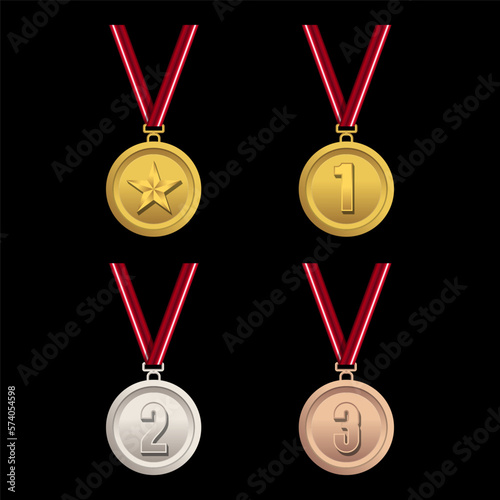 3D Winners Medal Vector Design for Sports Events and Competitions