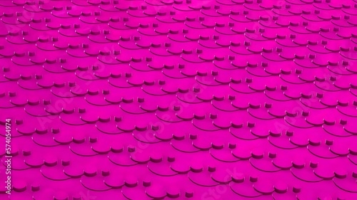 Field of rectangular round pink shapes. Abstract futuristic surface alien material concept.