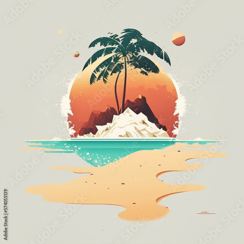 Obraz na płótnie AI generated - minimalist dream beach paradise illustration w salonie