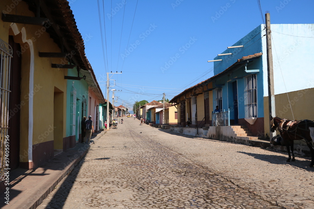Living in colorful old street in Trinidad Cuba, Caribbean