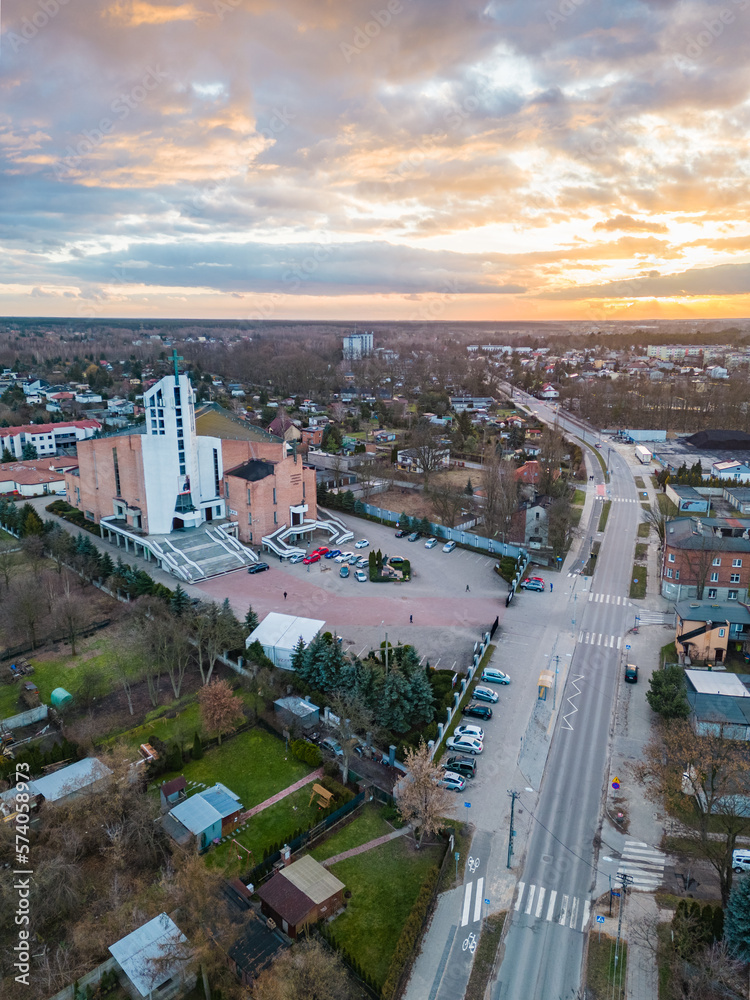 Fototapeta premium View at Pabianice city from a drone
