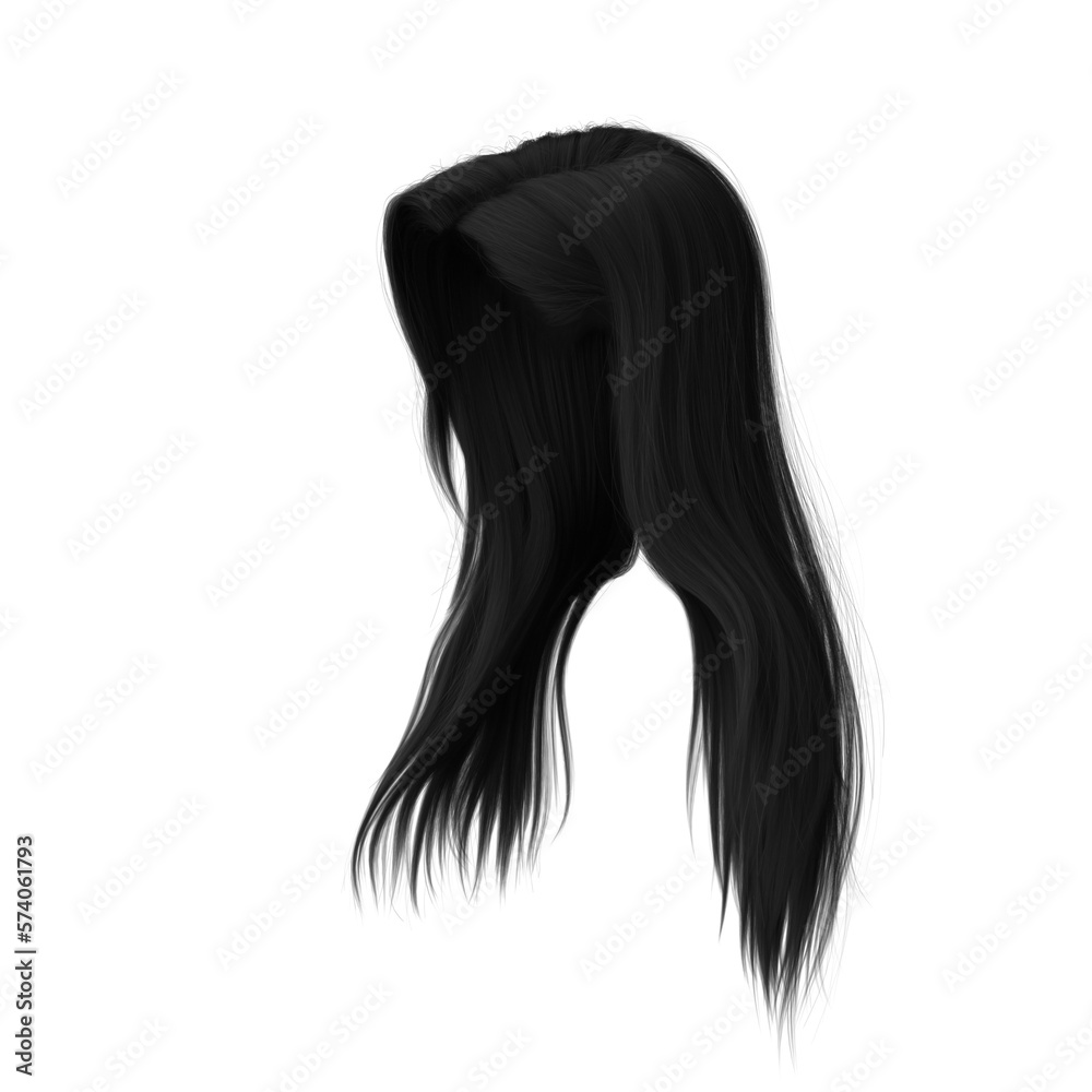 3d rendering straight hair isolated dark black 3d rendering straight hair isolated dark black