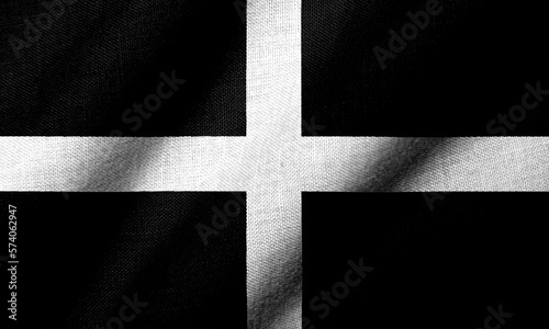 3D Flag of Cornwall (St Piran) waving