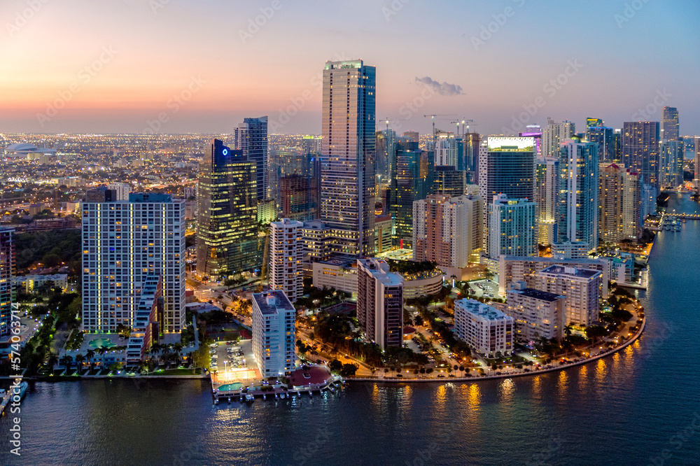 Fototapeta premium Downtown Miami,Four Seasons Hotel,Aerial, .Miami,Miami Beach South Florida,USA