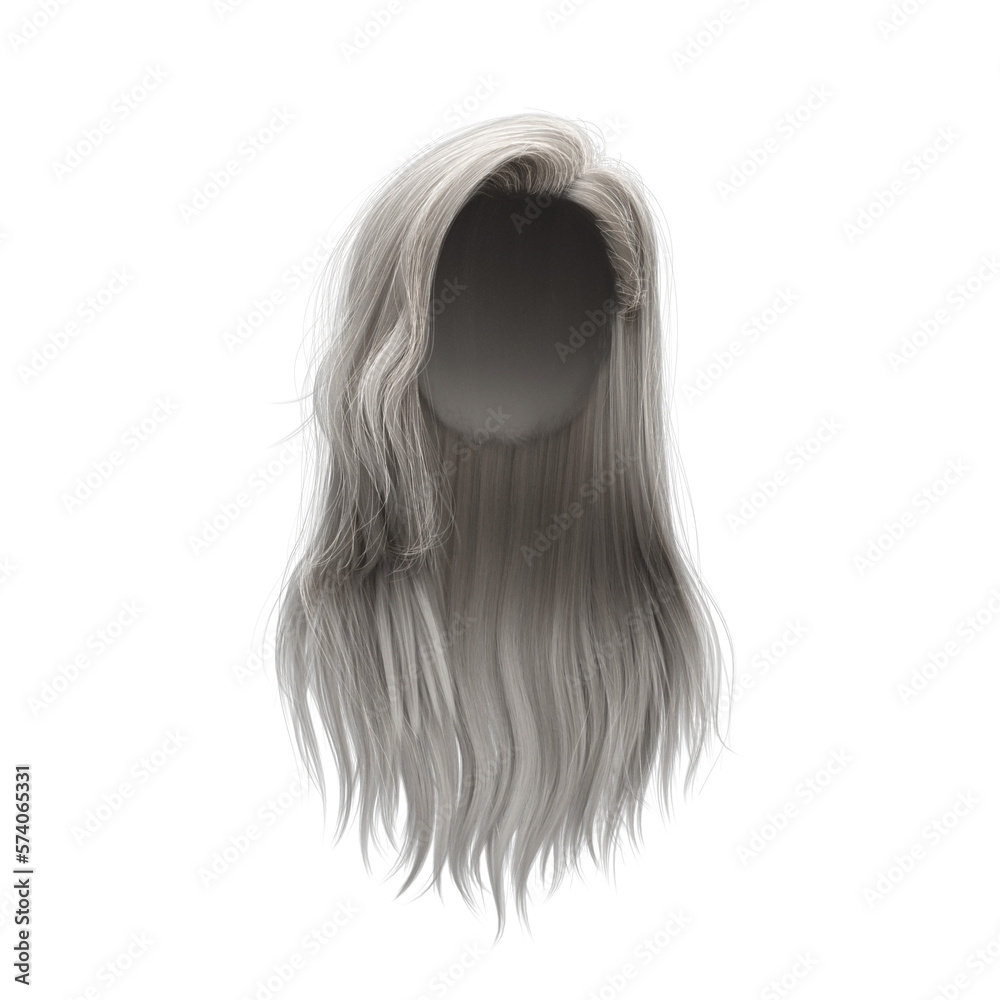 3d rendering straight hair isolated silver gray white 3d rendering straight hair isolated silver gray white