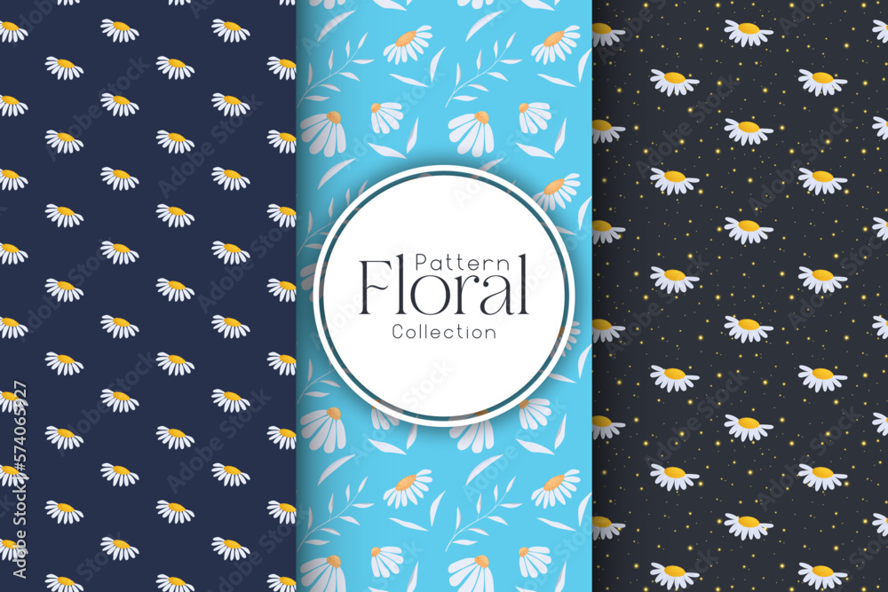 Set of simple floral seamless patterns on a light background, luxurious patterns with flowers Set of simple floral seamless patterns on a light background, luxurious patterns with flowers