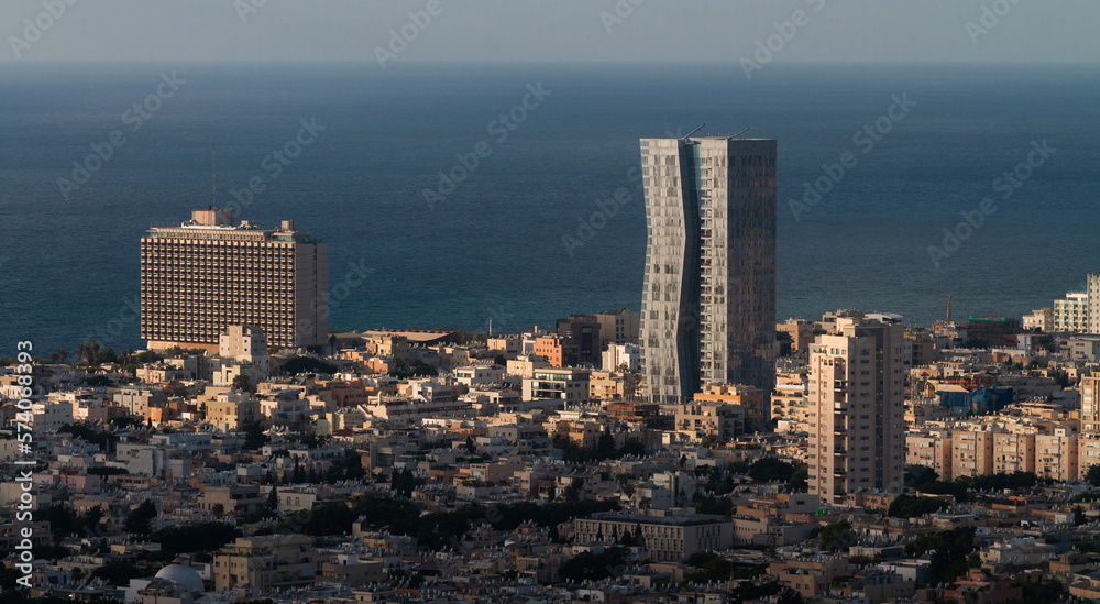 Tel Aviv architecture and seacoast, top view