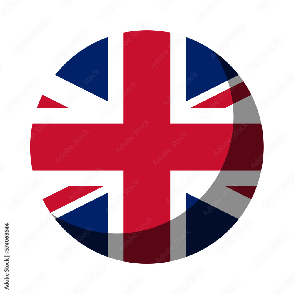 Obraz premium United Kingdom UK Union Jack Flag Round Circle Badge Button or Sticker Icon with 3D Shadow Effect. Vector Image.