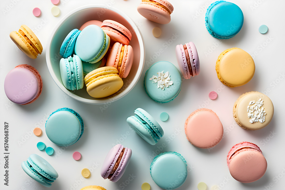 Colorful macarons with generative AI technology