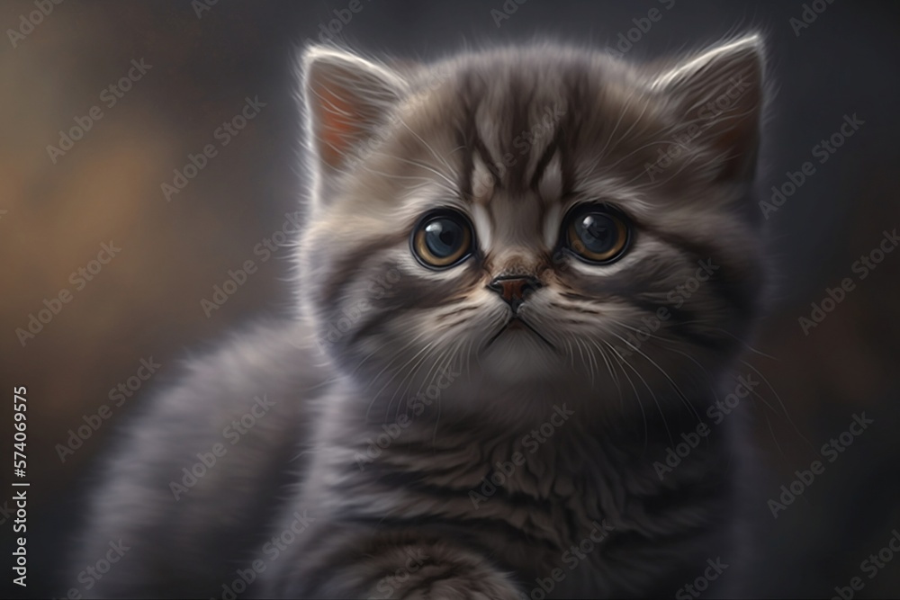 A kitten with a blue eyes, generative ai