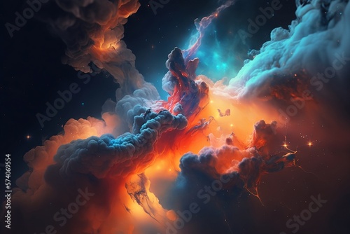 A nebula with clouds and stars, generative ai 