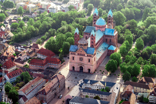 Speyer Cathedral ,.Aerial View Speyer Baden Wuerttemberg Germany
