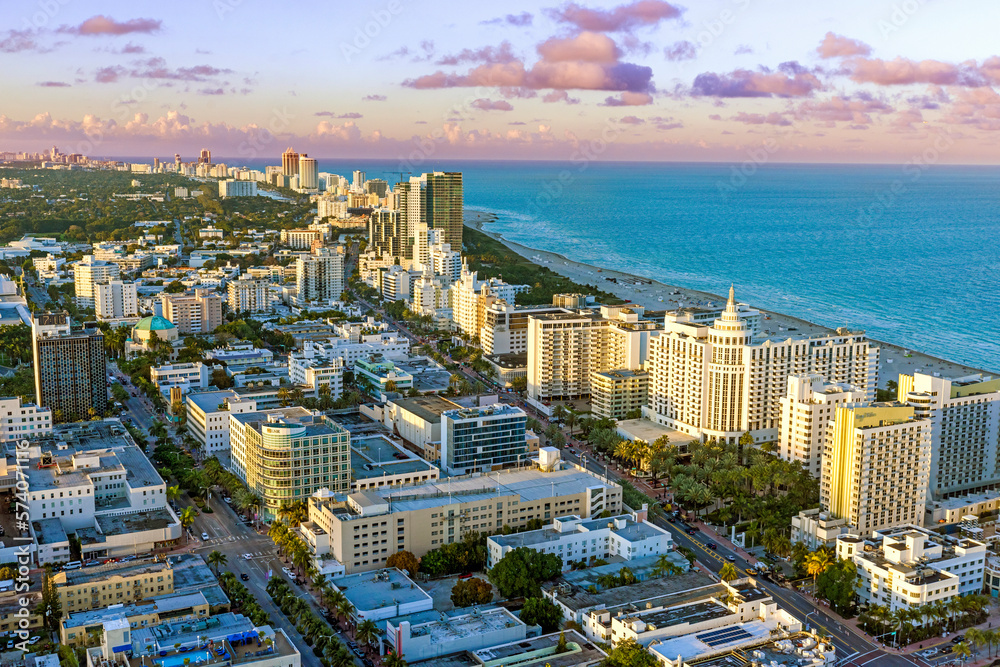 Fototapeta premium Miami Beach ,Lincol Road,Loews Hotel,.Aerial, .Miami,Miami Beach South Florida,USA