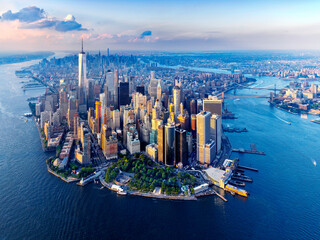 Fototapete Manhattan Luftaufnahme über Manhattan in New York  © Earth Pixel LLC.