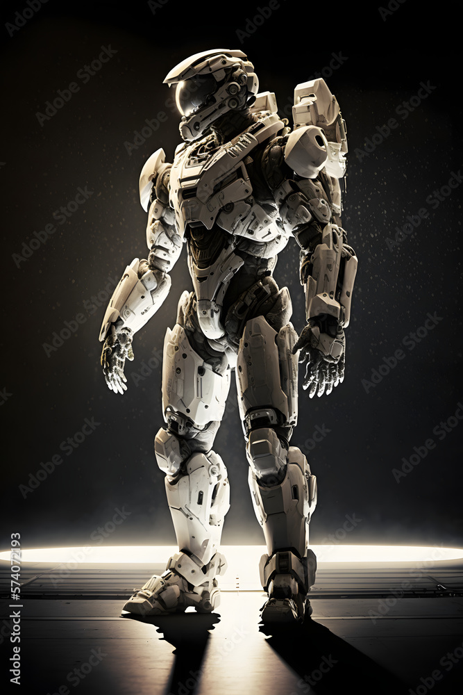 full body armored space suit with boots, futuristic, character design, generative ai full body armored space suit with boots, futuristic, character design, generative ai