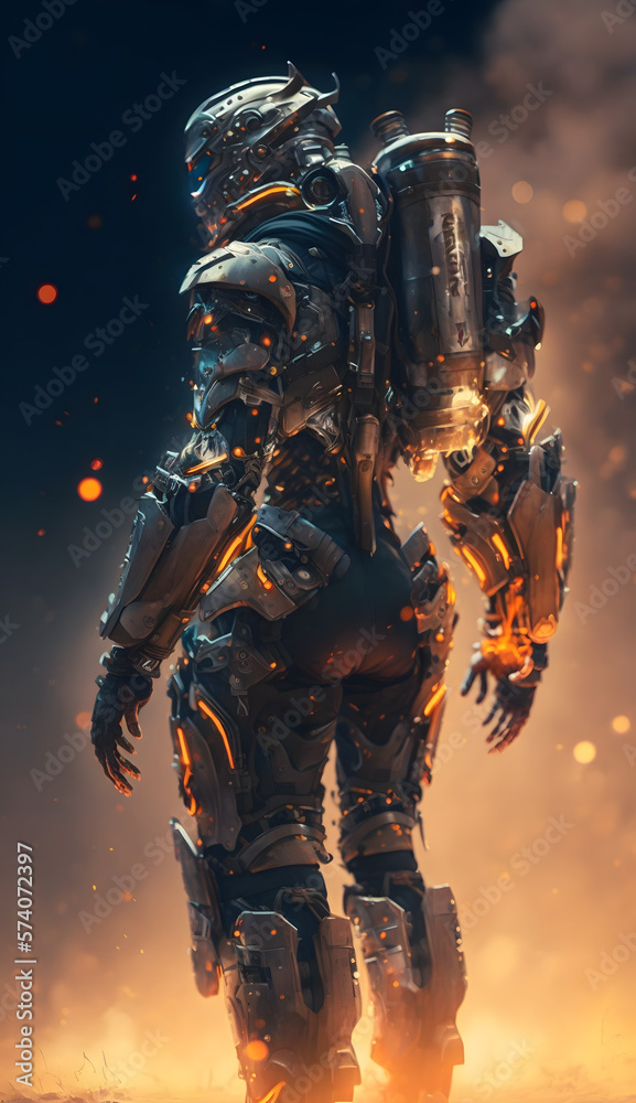 full body armored space suit with boots, futuristic, character design, generative ai full body armored space suit with boots, futuristic, character design, generative ai