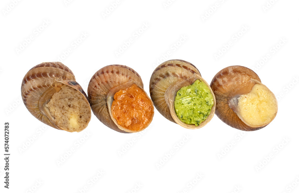 snails dish, semi-finished snails, ready to eat. clams. french cuisine concept. Exotic food. Delicacy. stuffed snails. isolate on white background. High quality photo snails dish, semi-finished snails, ready to eat. clams. french cuisine concept. Exotic food. Delicacy. stuffed snails. isolate on white background. High quality photo