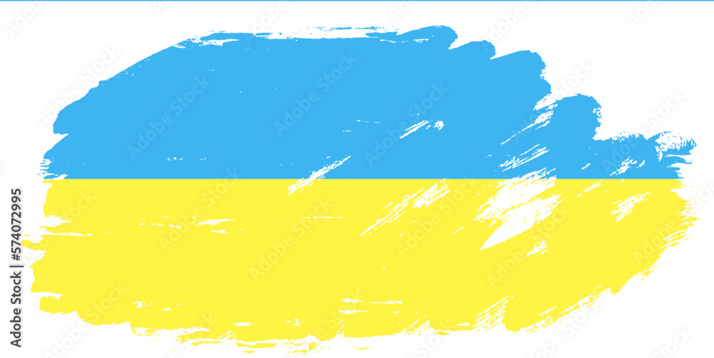 Obraz premium Ukraine flag brush paint vector illustration, Ukrainian blue and yellow flag, watercolor paintbrush