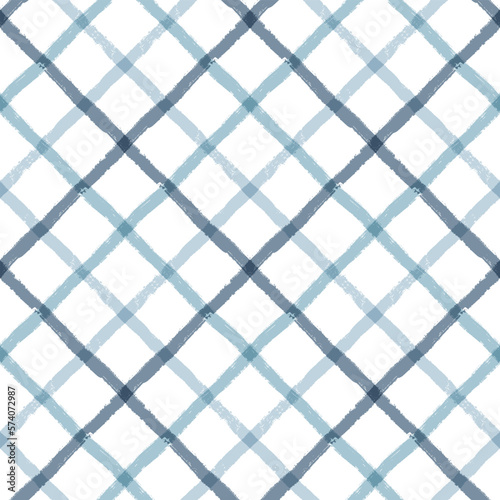 Gingham seamless pattern. watercolor plaid diagonal stripes  Vector checkered paint brush lines. Tartan texture for spring picnic table cloth  shirts  plaid  clothes  blankets  paper.
