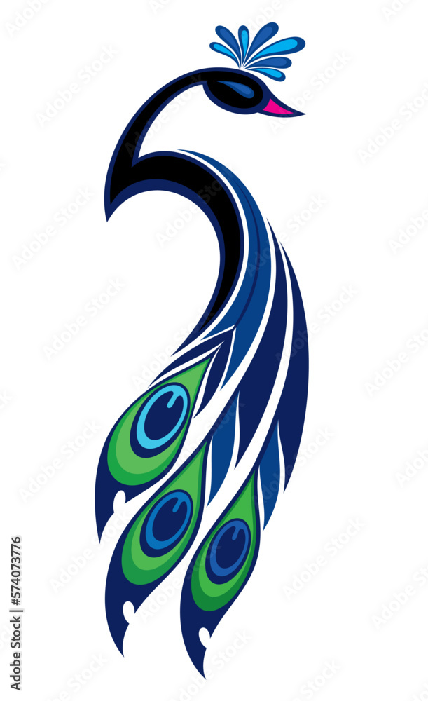 Fototapeta premium Peacock Luxury Logo Monoline Classic. Decortion for card design. Abstract sign for mug,t-shirt,phone case. Ideal for printing, posters, textiles.